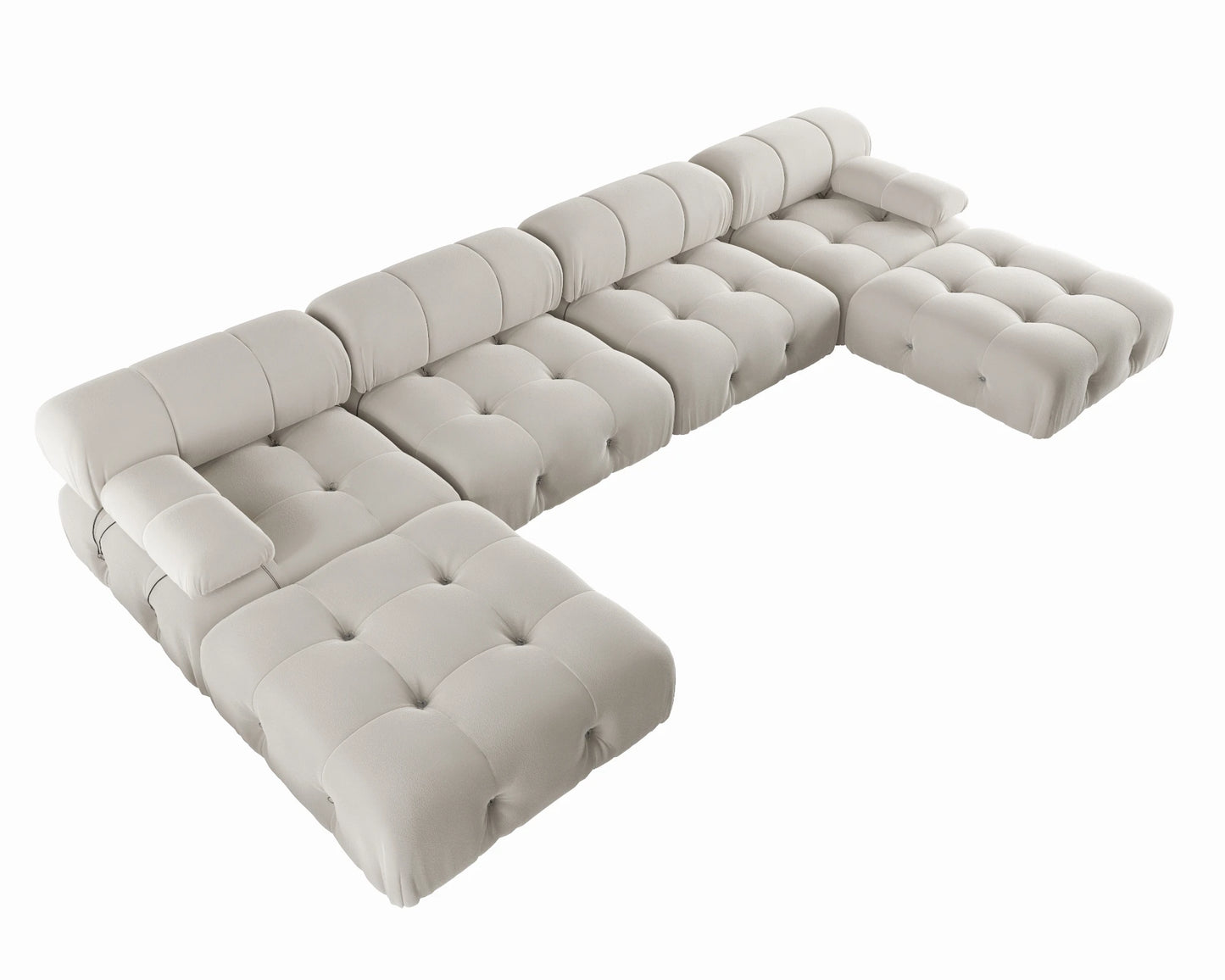 Sdorens 138" Modular Sectional Couch Modern U-Shaped Minimalist Velvet Sofas for Living Room Deep 4-Seat Sofas with 2 Ottomans