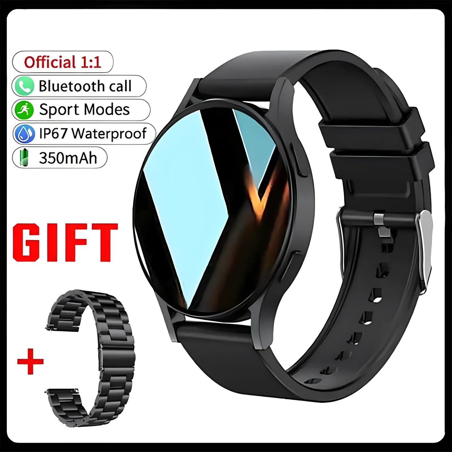 Bluetooth Smart Watch Pro 1.39-Inch Custom Dials Music Sports Men Women Watch 6 Health Monitor Smartwatch