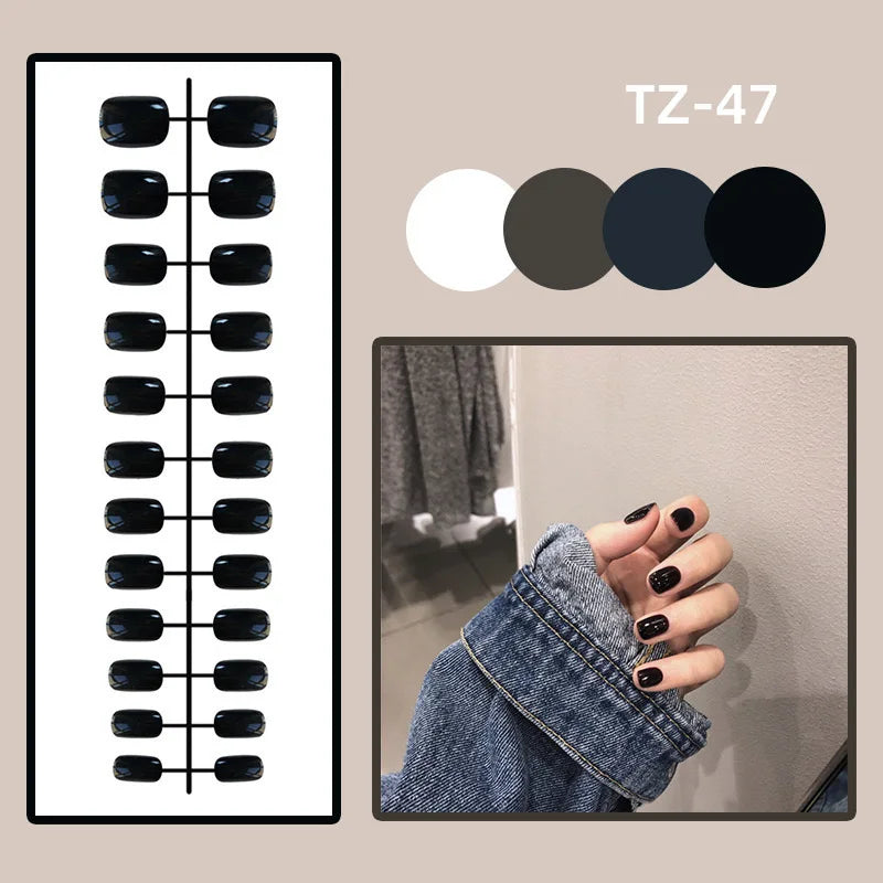 24 pcs Gold French Border  Full Cover Press on Nails