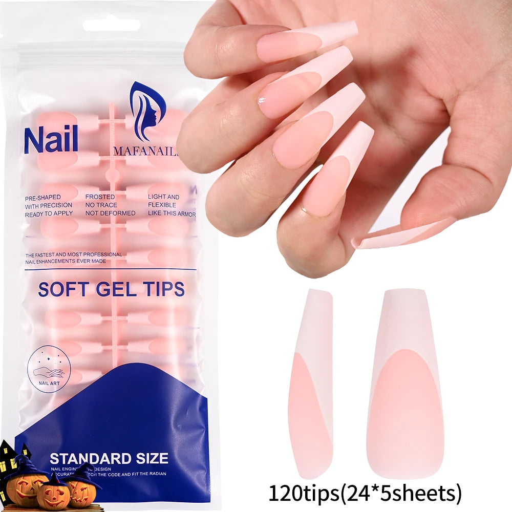 120Pcs Medium Long Square Acrylic French Nails
