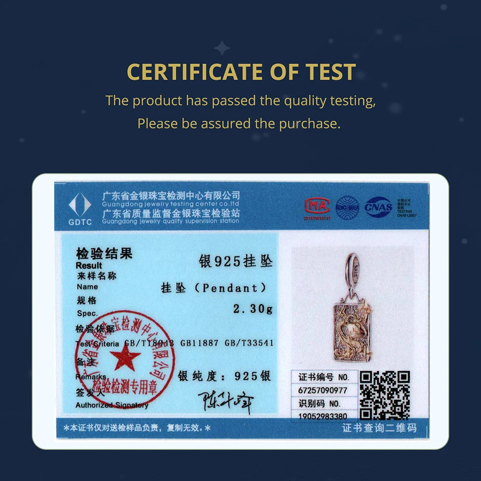 Zodiac Charms Sterling Silver 18K Gold Two-tone Rectangle Pendant