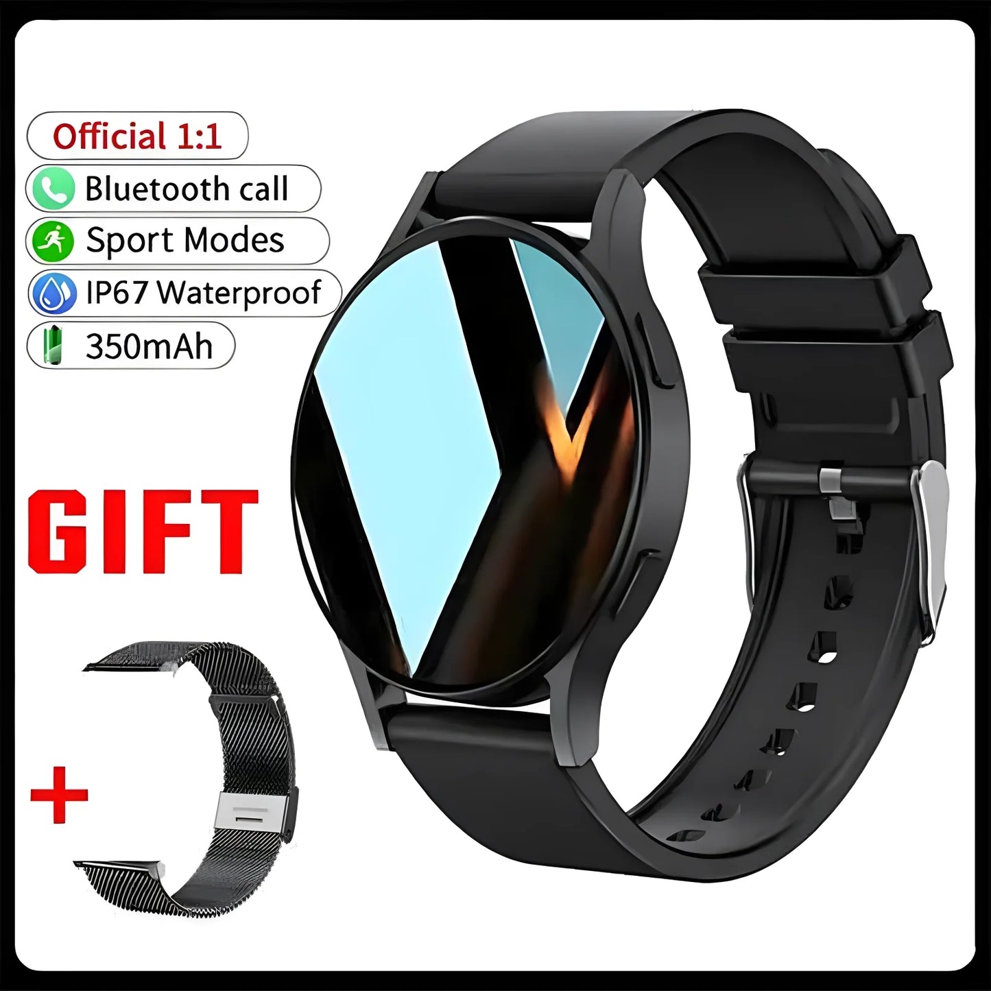 Bluetooth Smart Watch Pro 1.39-Inch Custom Dials Music Sports Men Women Watch 6 Health Monitor Smartwatch