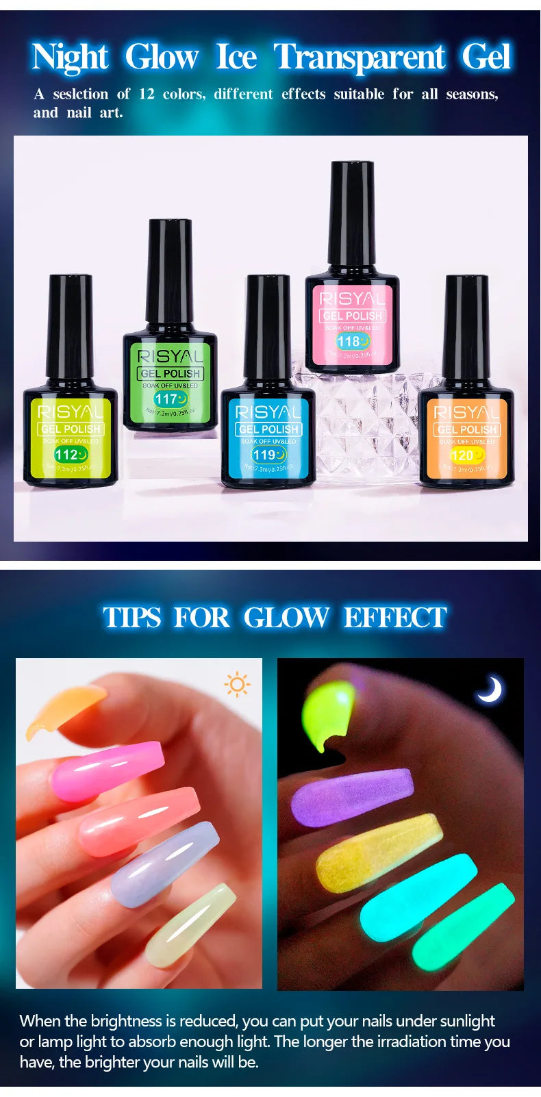 Glows In The Dark Gel Nail Polish Set