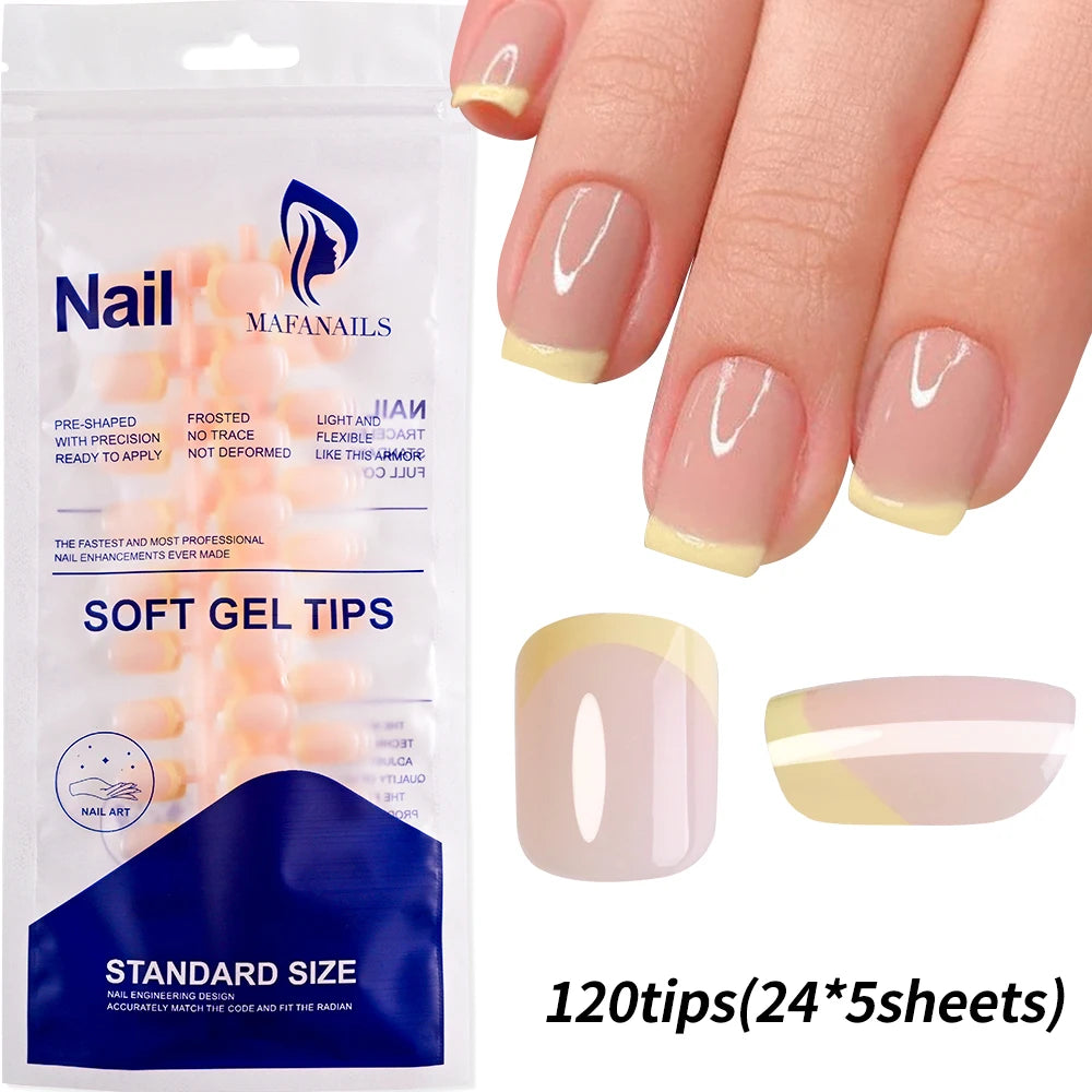 120Pcs Medium Long Square Acrylic French Nails