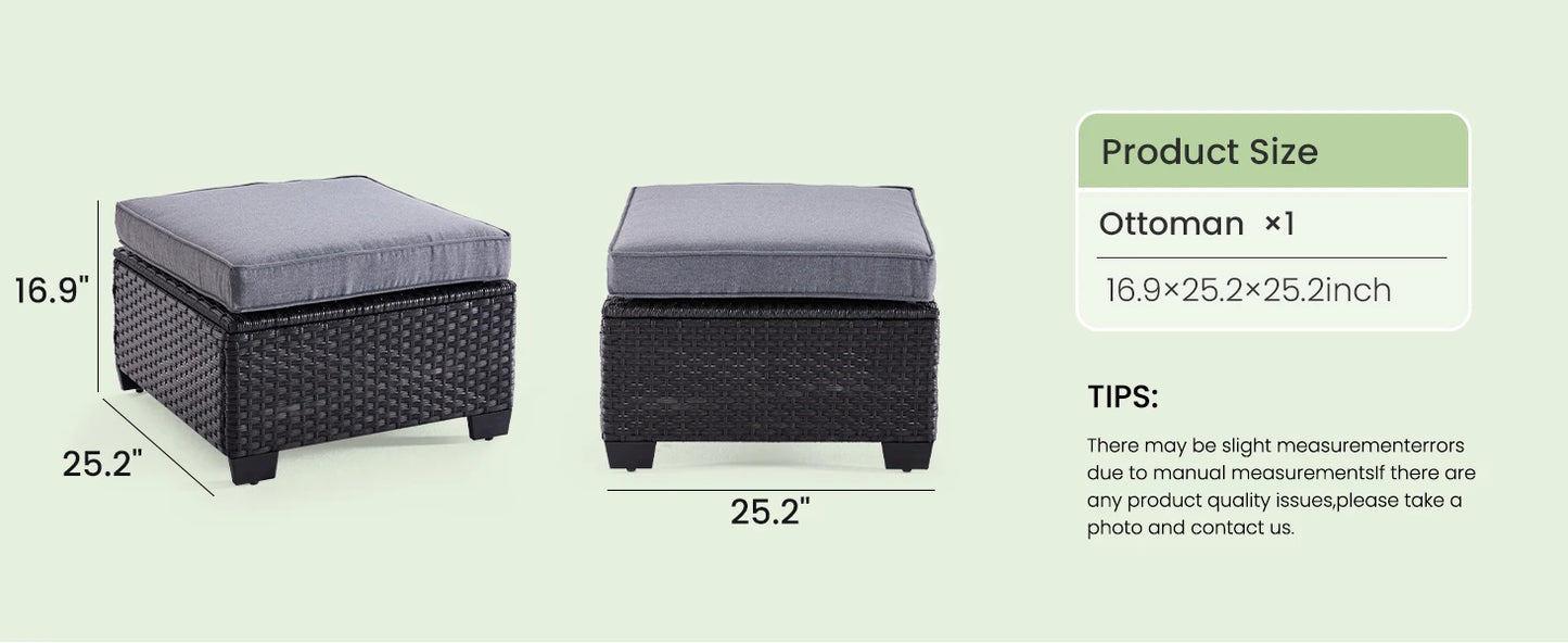 Farini Patio Sectional Sofa Set, Outdoor Furniture, Water/Oil/Stain-Resistant Fabric, Dark Gray Cushion + Gray Wick