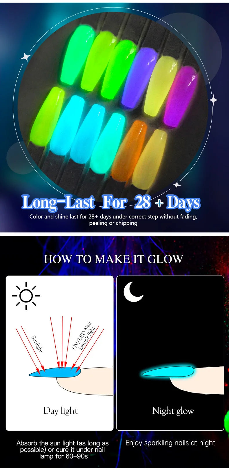 Glows In The Dark Gel Nail Polish Set