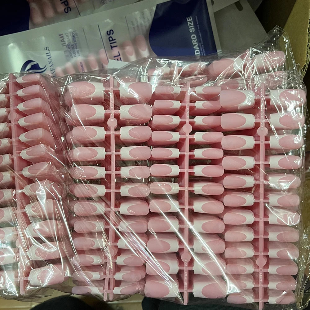 120Pcs Medium Long Square Acrylic French Nails