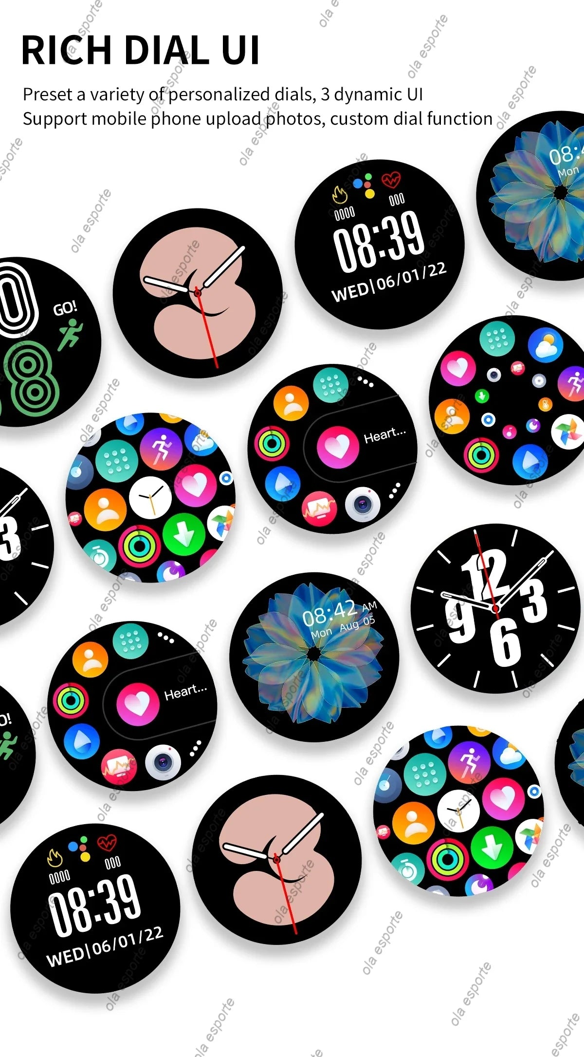 Bluetooth Smart Watch Pro 1.39-Inch Custom Dials Music Sports Men Women Watch 6 Health Monitor Smartwatch