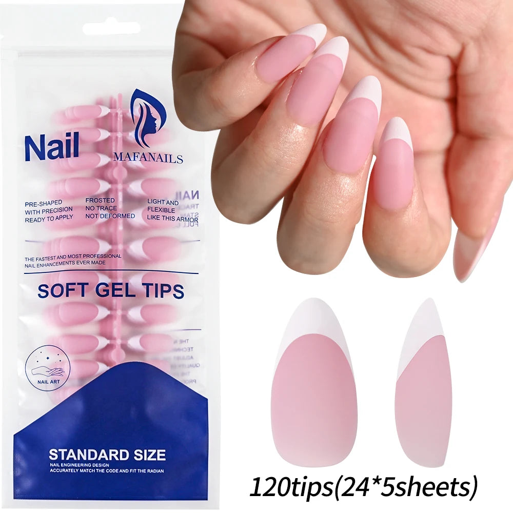 120Pcs Medium Long Square Acrylic French Nails