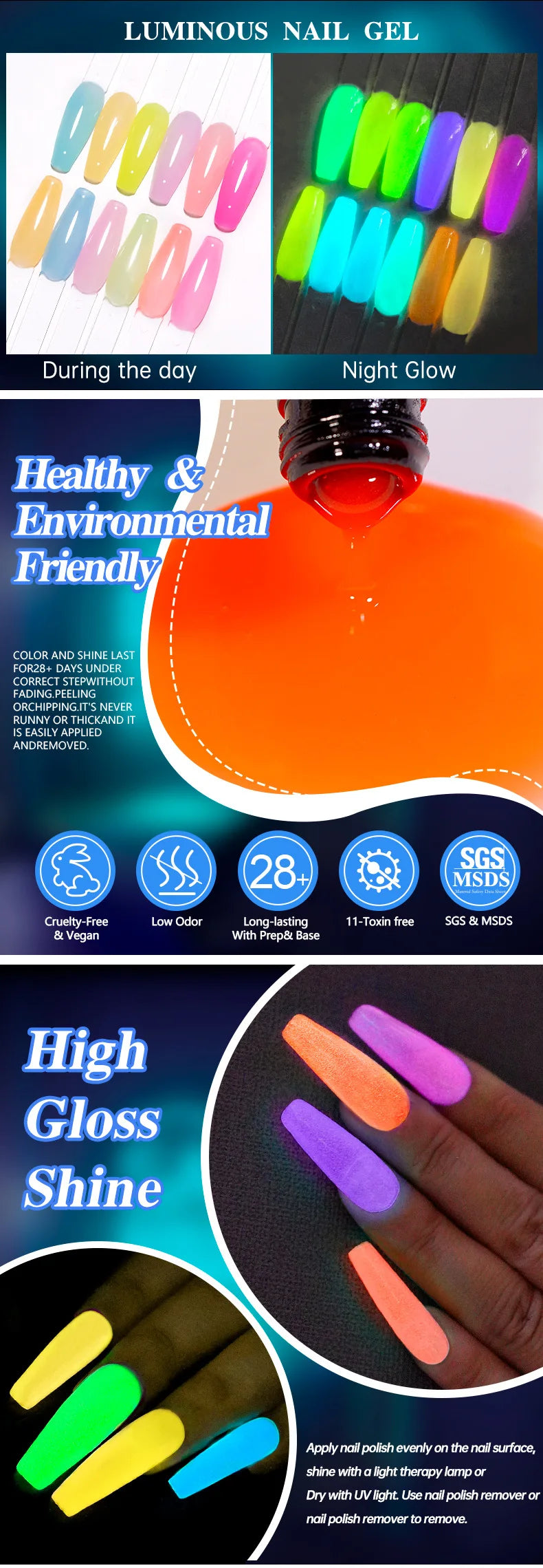 Glows In The Dark Gel Nail Polish Set