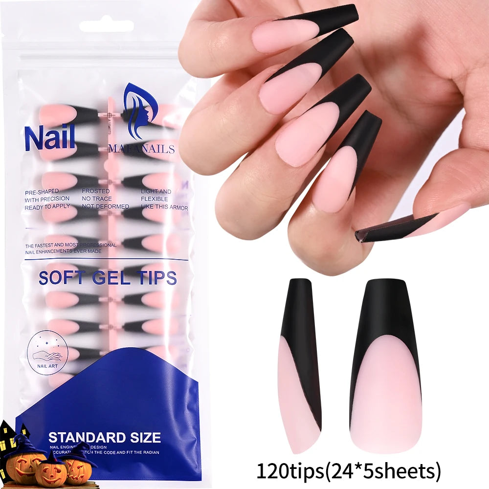 120Pcs Medium Long Square Acrylic French Nails