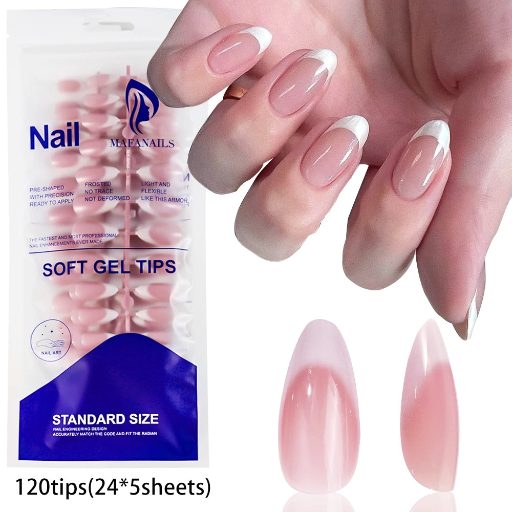 120Pcs Medium Long Square Acrylic French Nails