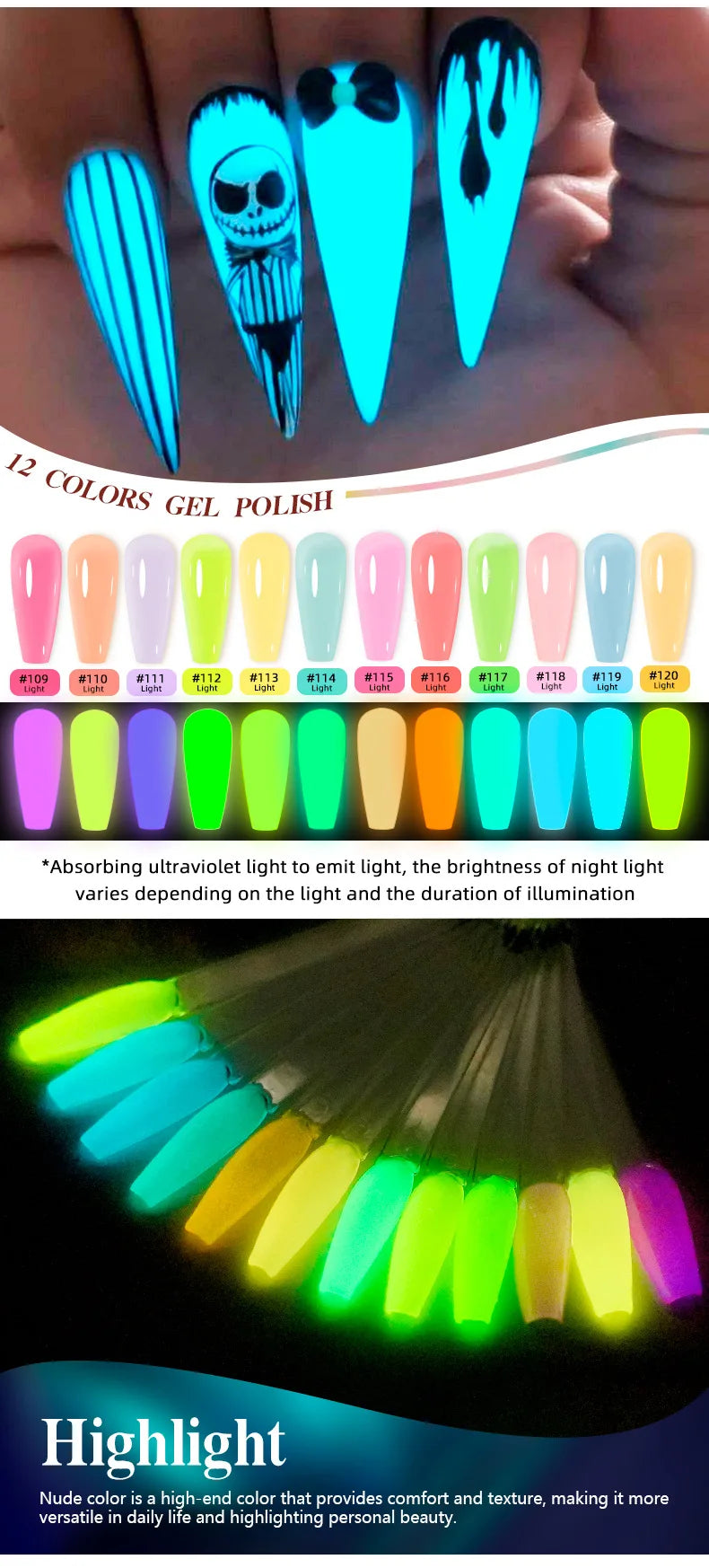 Glows In The Dark Gel Nail Polish Set