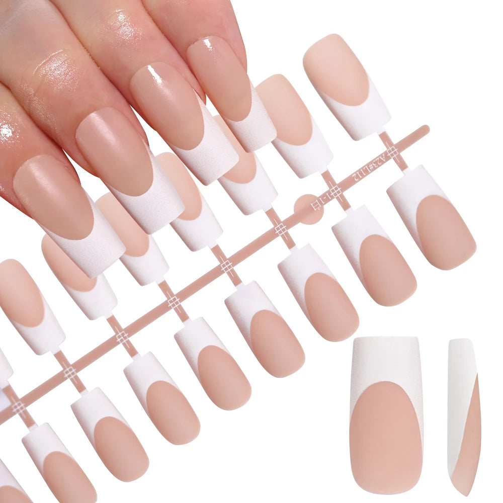 120Pcs Medium Long Square Acrylic French Nails