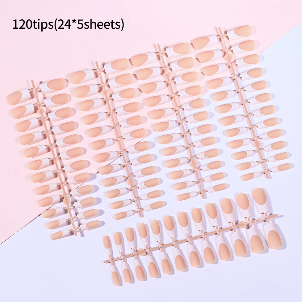 120Pcs Medium Long Square Acrylic French Nails