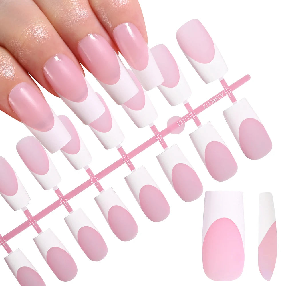 120Pcs Medium Long Square Acrylic French Nails