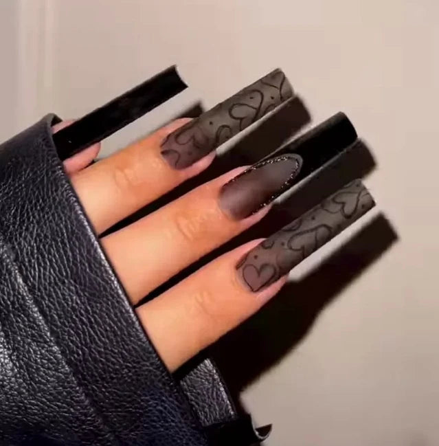 24 pcs Gold French Border  Full Cover Press on Nails