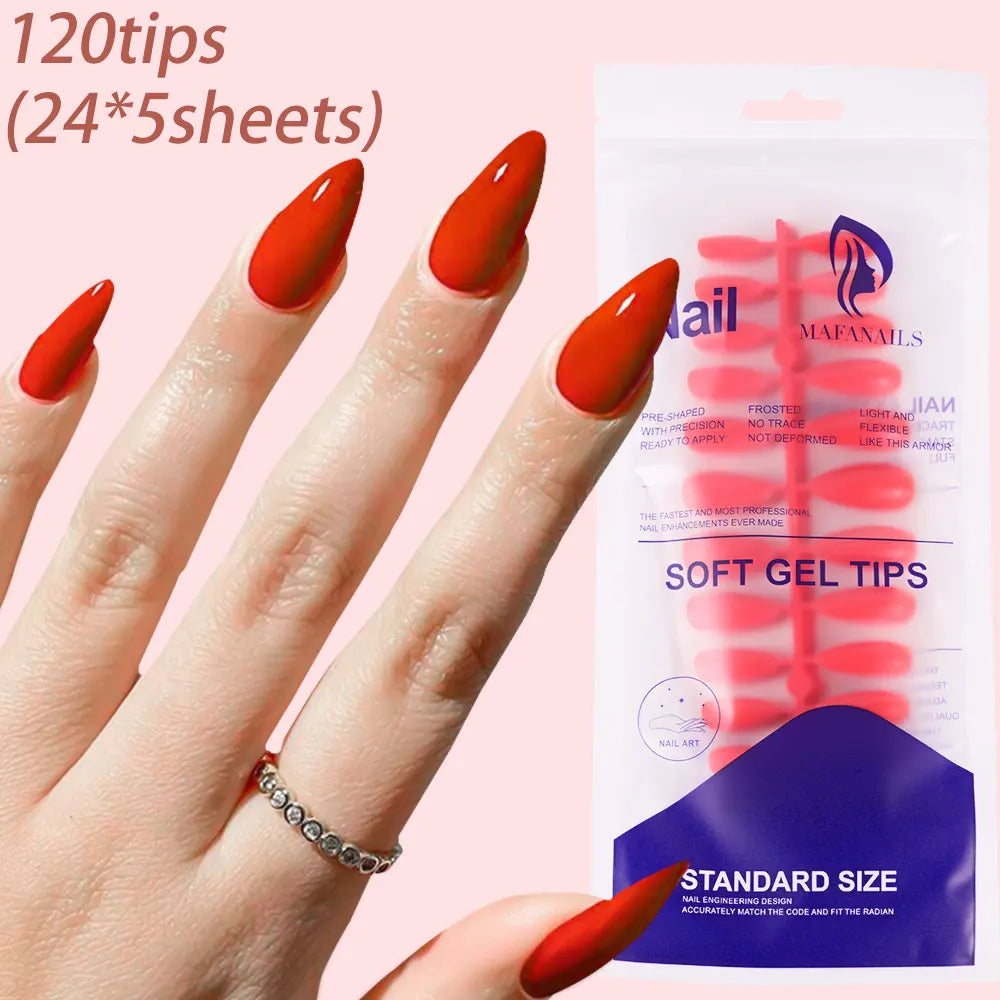 120Pcs Medium Long Square Acrylic French Nails