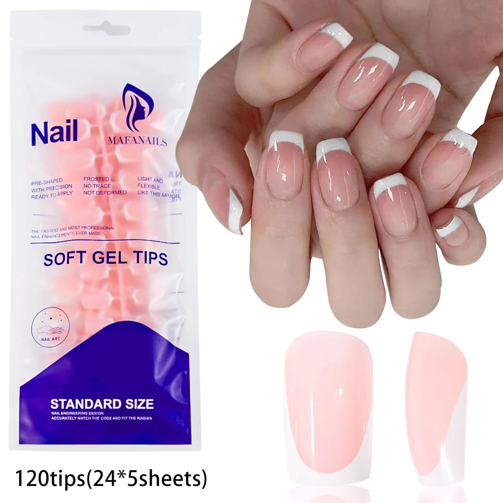 120Pcs Medium Long Square Acrylic French Nails