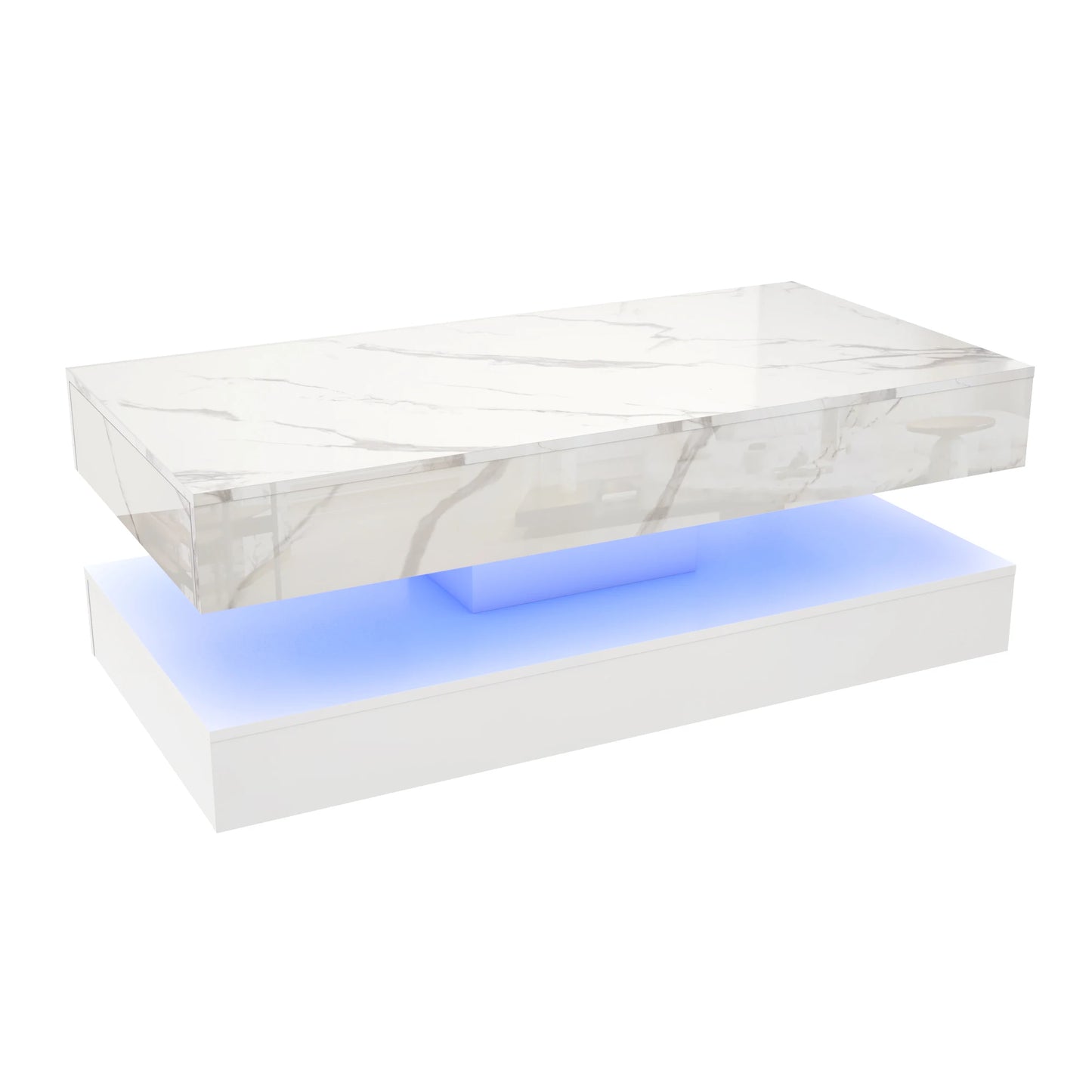 Modern Stylish Coffee Table with LED lights, 2 Storage Drawers