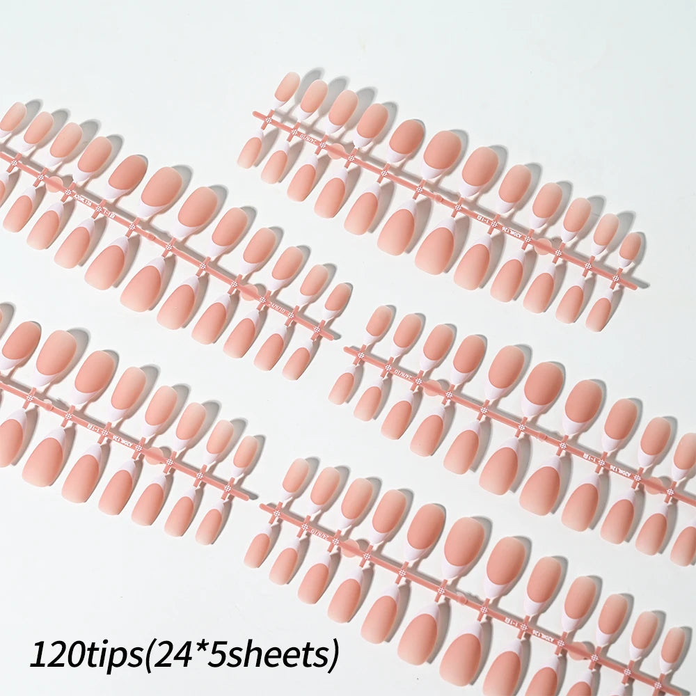 120Pcs Medium Long Square Acrylic French Nails