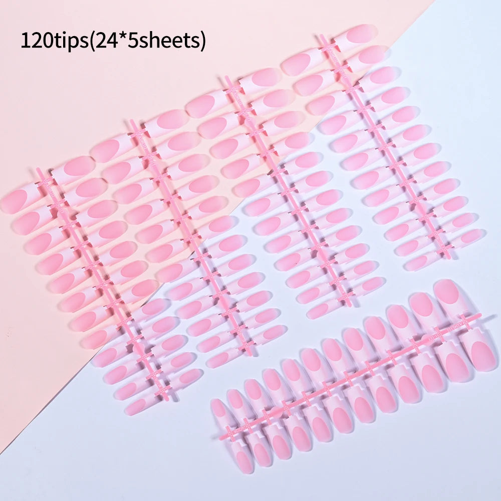 120Pcs Medium Long Square Acrylic French Nails